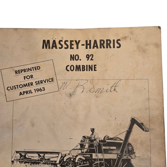 Vintage Massey Harris No 92 Combine Owners Manual 1963 Agricultural Repair Guide - Picture 16 of 16